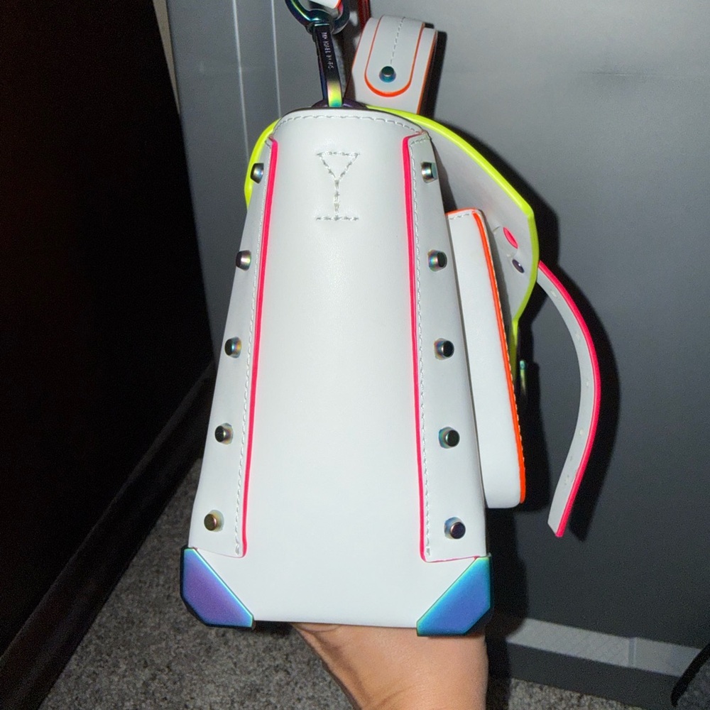Michael Kors White Crossbody Handbag with Neon Accents - Picture 6 of 9